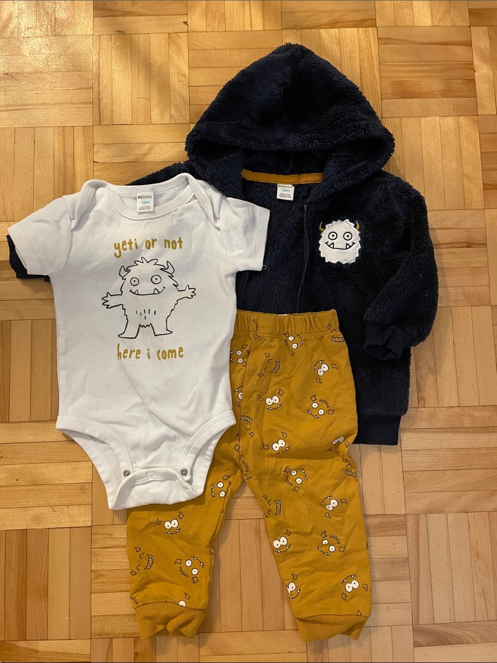 Kids 3-Piece Navy & Mustard Yeti Graphic Matching Set